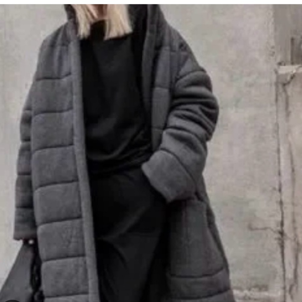 Lunya L-XL NWT (see desc) “Restore” double faces Gray Quilted coat/robe - Picture 14 of 16